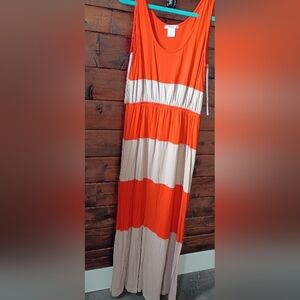 Timing Orange and Tan Maxi Dress